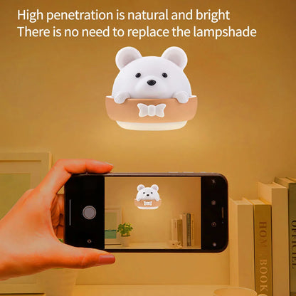 LED Bear Kids Night Lamp USB Rechargeable Remote Control Wall Lights