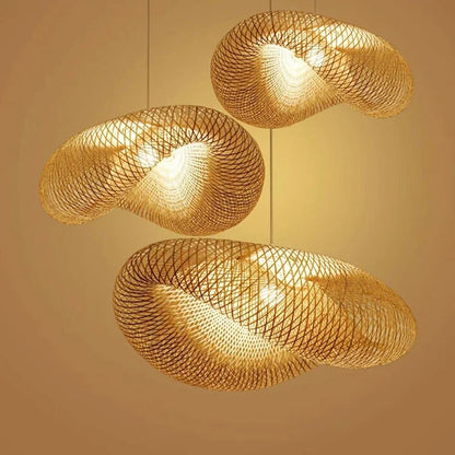 Bamboo rattan wicker chandelier 60/50/40cm Handmade Lampshade LED hanging woven lamp shade