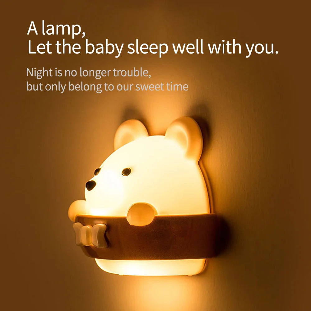 LED Bear Kids Night Lamp USB Rechargeable Remote Control Wall Lights