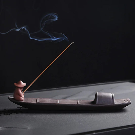 1pc Incense Clay Fisherman Fishing Incense Stick Holder