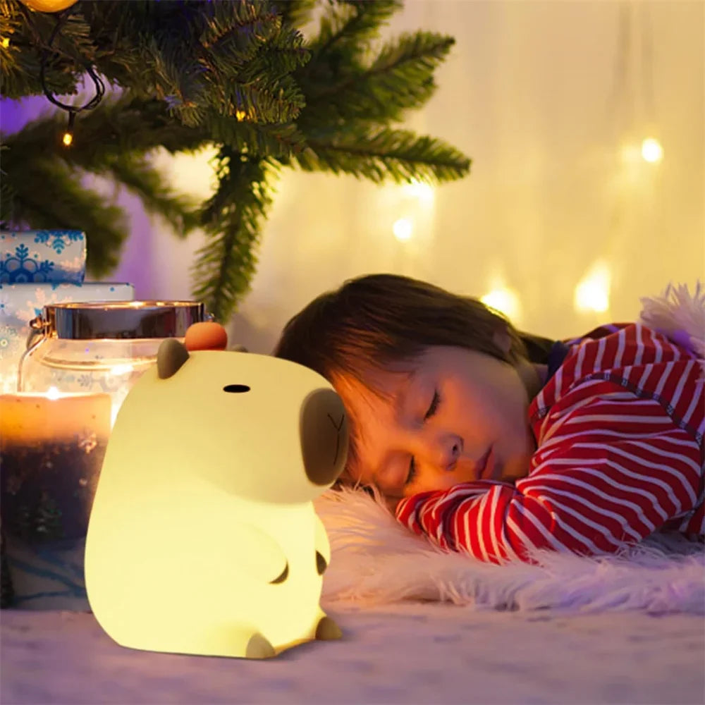 Silicone Capybara Night Lights Portable USB Rechargeable Touch Control Lamp with Timing Function