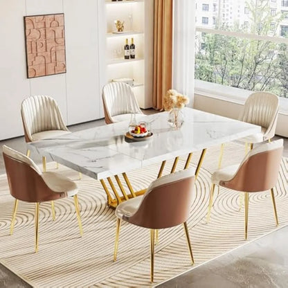 Dining Table for 4-6 People, 63-Inch Modern Rectangular Wood