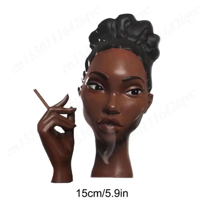 Head Incense Burner Black Women Face Handmade Incense Stick Holder Statue