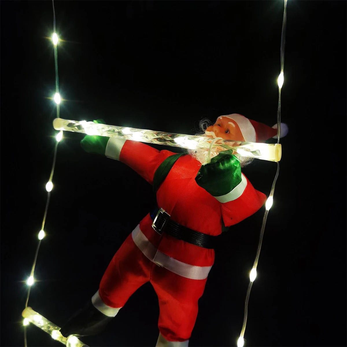 Santa Claus Climbing Ladder Warm Light 2024 Christmas Decorations