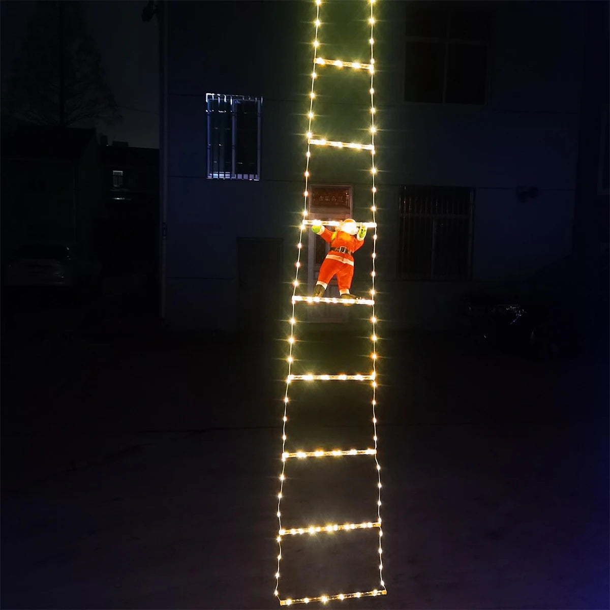 Santa Claus Climbing Ladder Warm Light 2024 Christmas Decorations