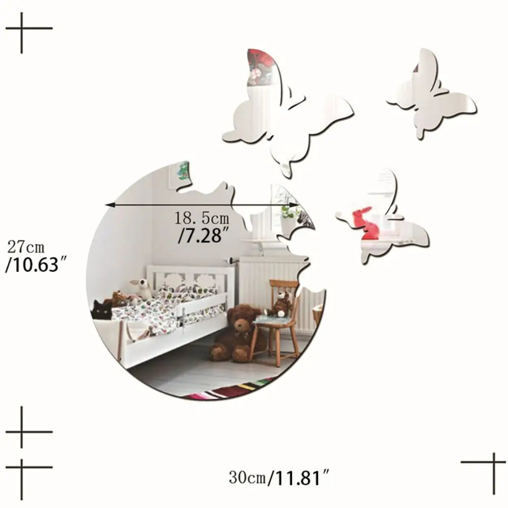 4pcs 3D Butterfly Mirror Wall Sticker Room Decor