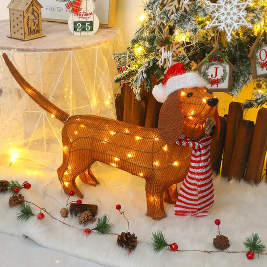 Christmas Lighted Dachshund Wiener Dog 2.3ft