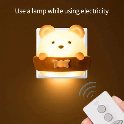 LED Bear Kids Night Lamp USB Rechargeable Remote Control Wall Lights