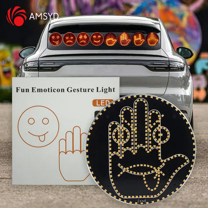 Car LED Funny Facial Expression Light With Remote Control Rear Window Multi-function Lamp Exterior Accessories