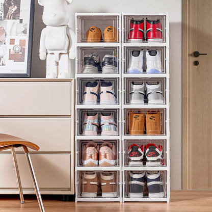 Foldable Shoe Racks Stackable Transparent Multi-Layer Storage