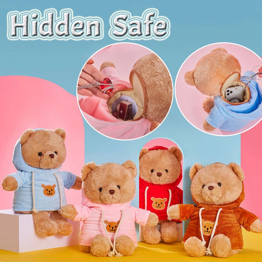 30/40cm Plush Bear Hidden Safes Storage Compartment