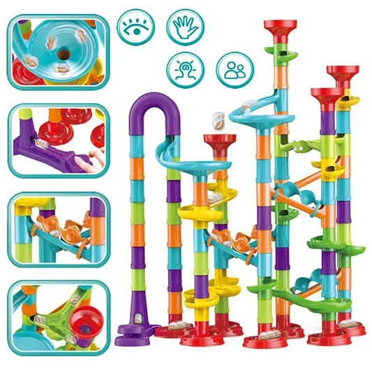 Marble Run Racetrack Building Blocks Kids 3D Maze Ball Roll Toy