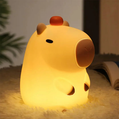 Silicone Capybara Night Lights Portable USB Rechargeable Touch Control Lamp with Timing Function