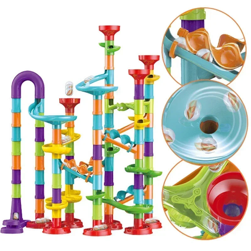 Marble Run Racetrack Building Blocks Kids 3D Maze Ball Roll Toy