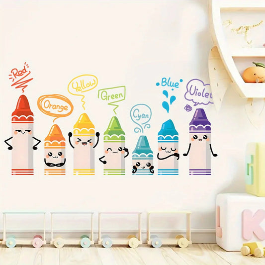 Cartoon Cute Colorful Pen English Graffiti Wall Stickers Removable Wall Decals