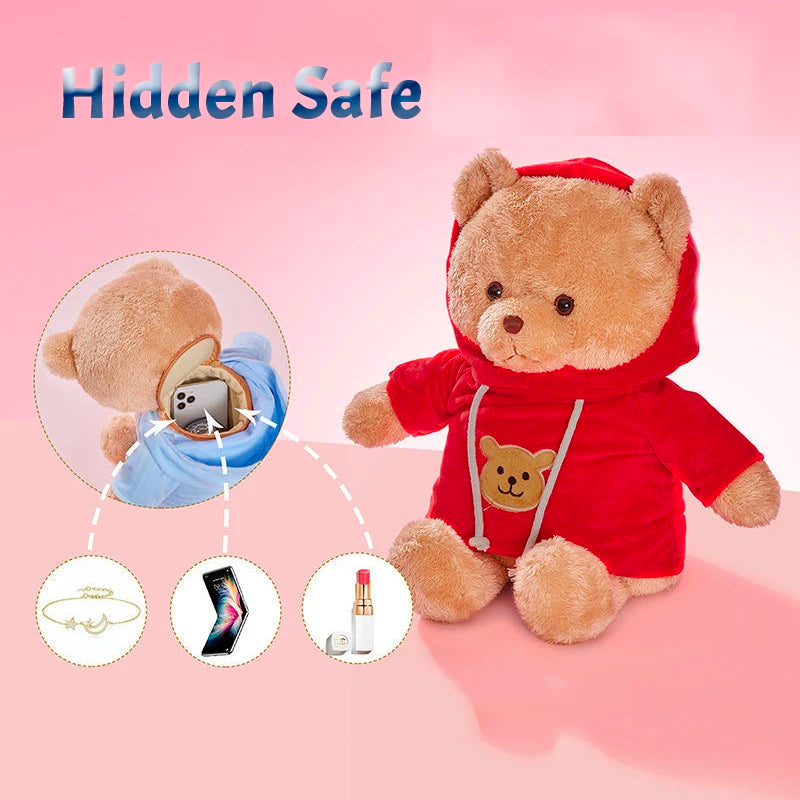 30/40cm Plush Bear Hidden Safes Storage Compartment