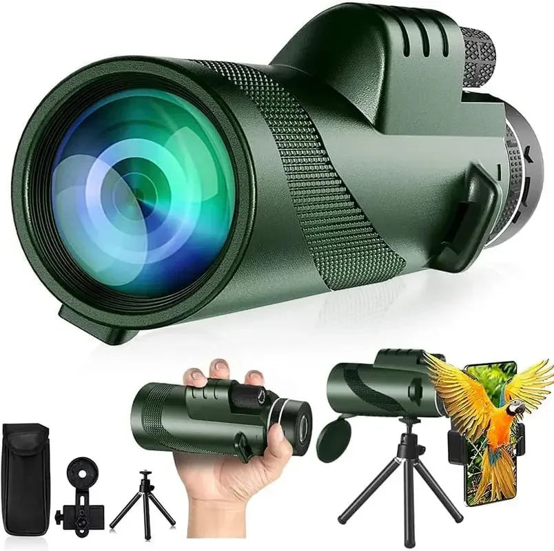 80x100 HD Monocular for Smartphone Adapter & Tripod Telescope with BAK4 Prism