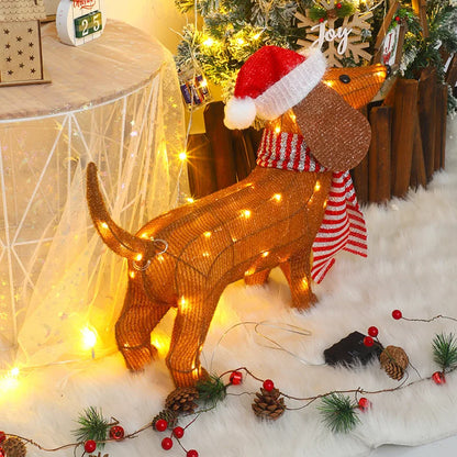 Christmas Lighted Dachshund Wiener Dog 2.3ft