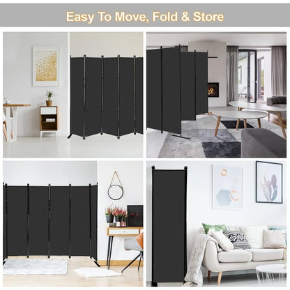 6 Panel Folding Privacy Screen 9ft Wide, 6ft Tall Room Divider Portable Wall Dividers