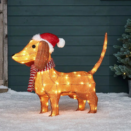 Christmas Lighted Dachshund Wiener Dog 2.3ft