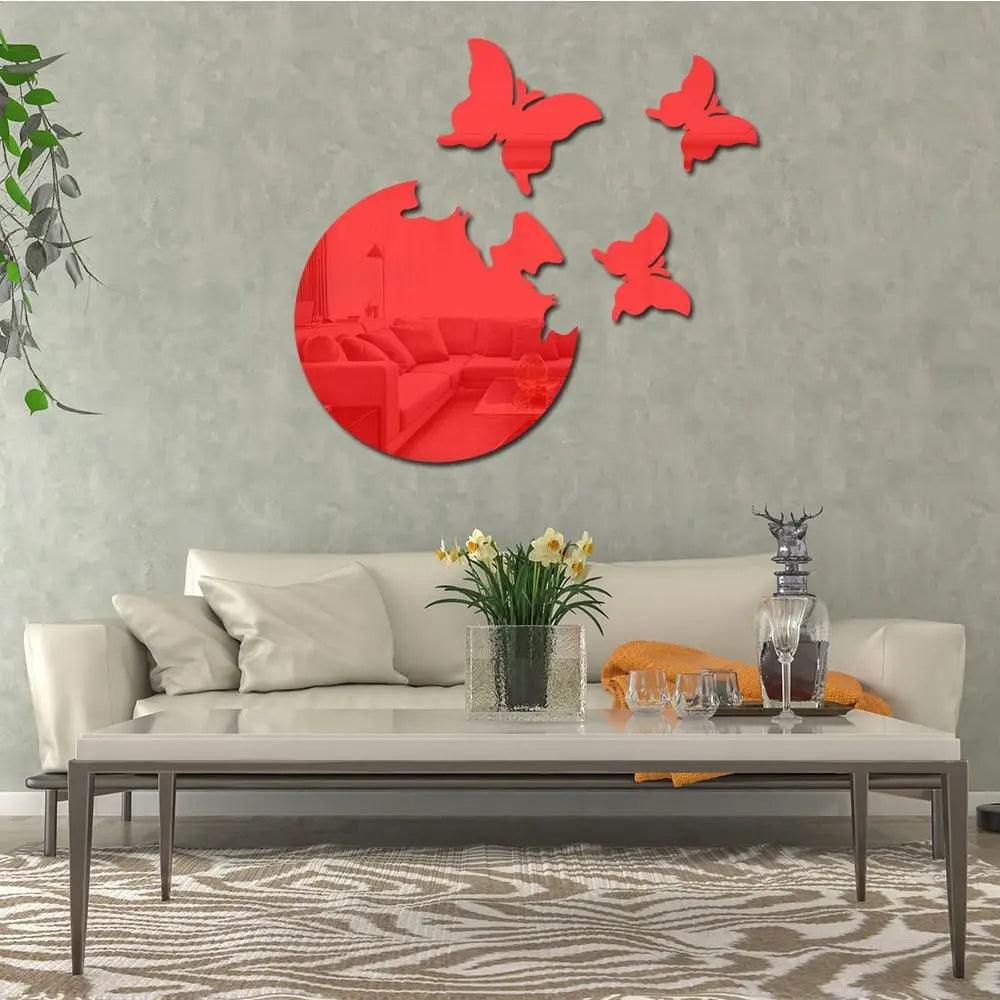 4pcs 3D Butterfly Mirror Wall Sticker Room Decor