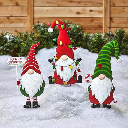 Metal Gnome Yard Stake Christmas Decorative Ornaments