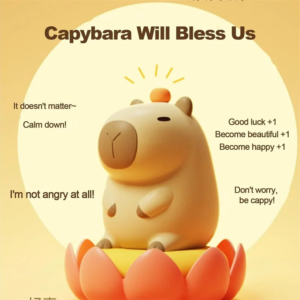 Silicone Capybara Night Lights Portable USB Rechargeable Touch Control Lamp with Timing Function