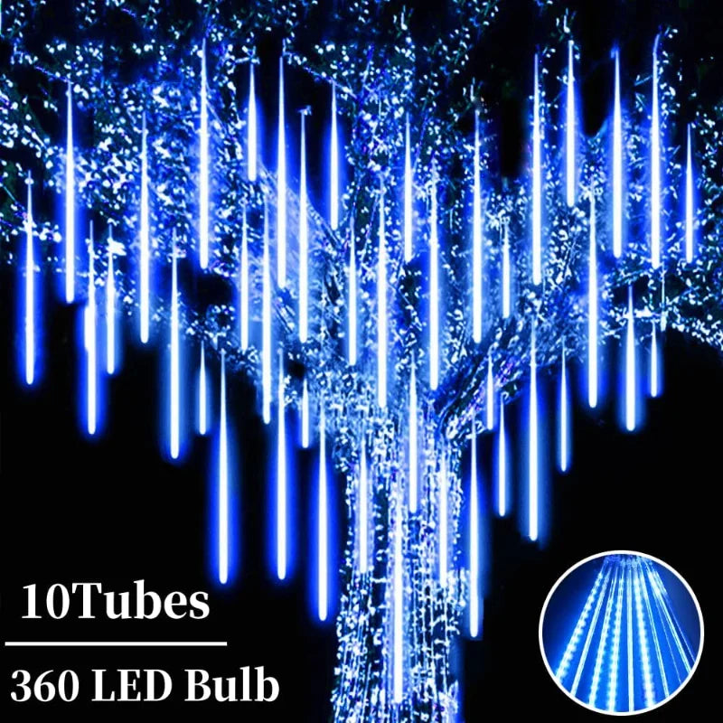 Outdoor LED Meteor Shower Lights Falling Rain Drop Fairy String Light Waterproof